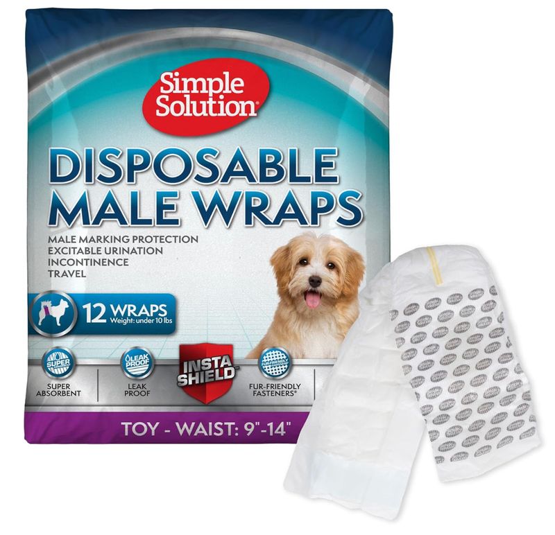 Simple Solution Disposable Dog Diapers for Male Dogs 12 Pack