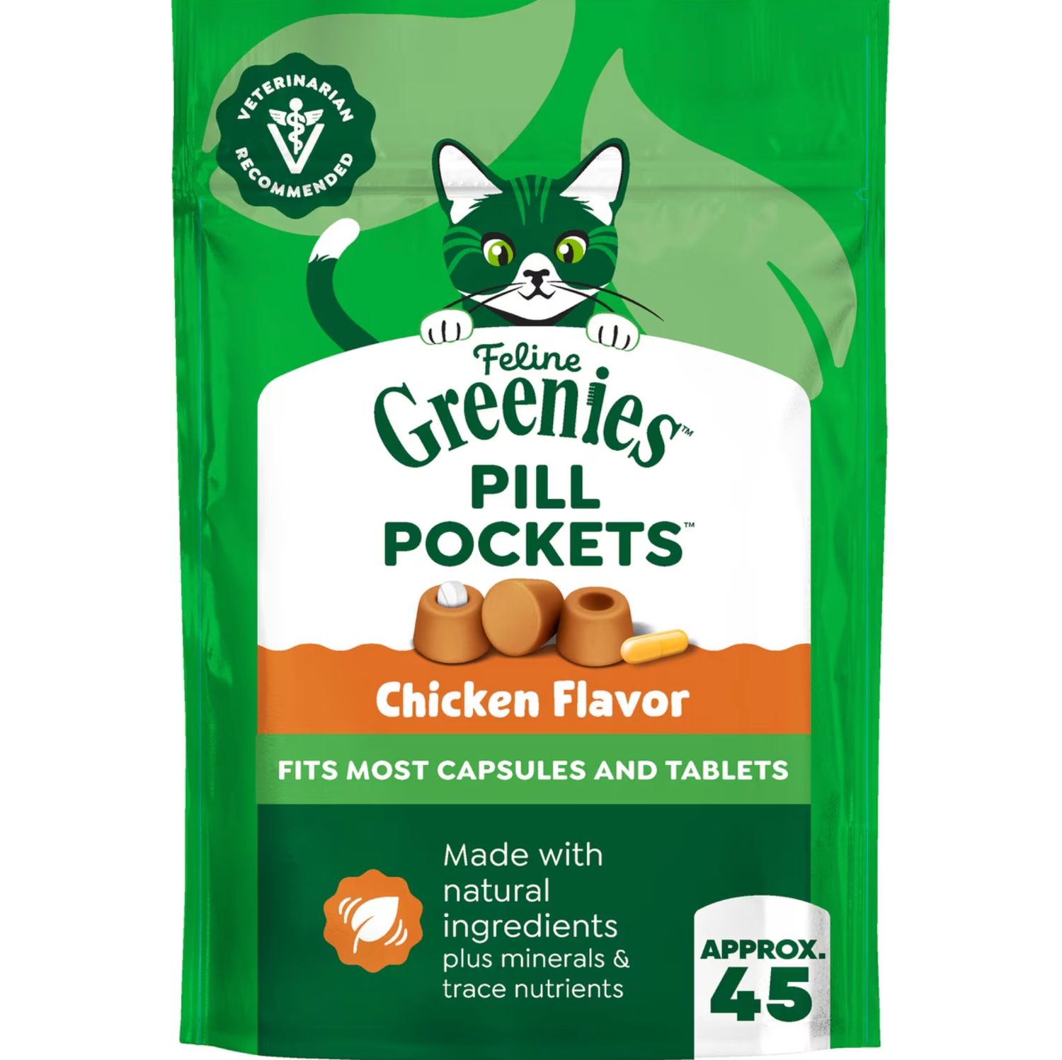 Greenies Cat Pill Pockets Capsule Chicken, Size: 45ct - 1.6oz