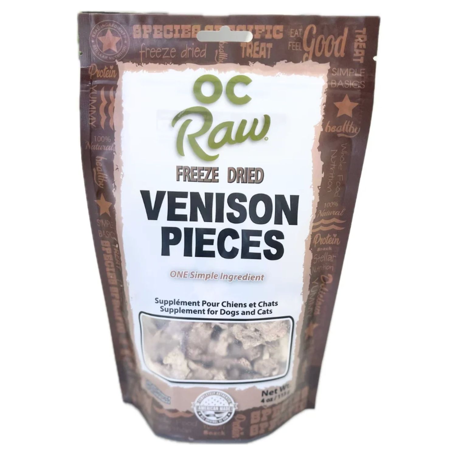 OC Raw Freeze-Dried Treats Venison Pieces 4oz