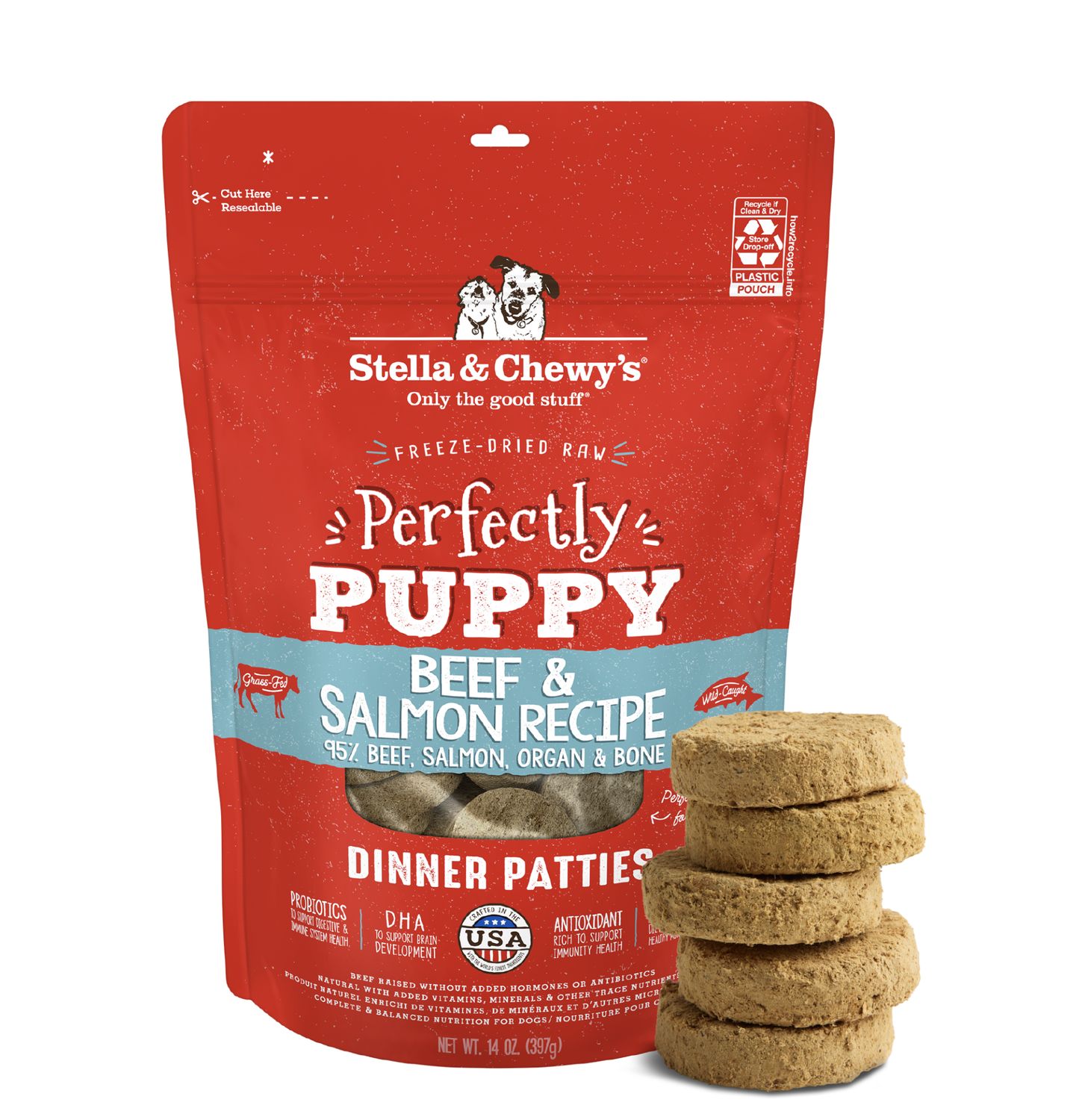 Stella &amp; Chewy's Dog Freeze-Dried Patties Puppy Beef &amp; Salmon 14oz