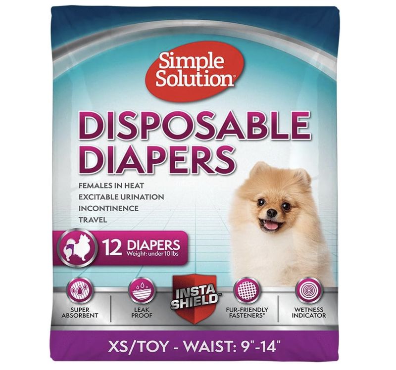 Simple Solution Disposable Dog Diapers for Female Dogs 12 Pack
