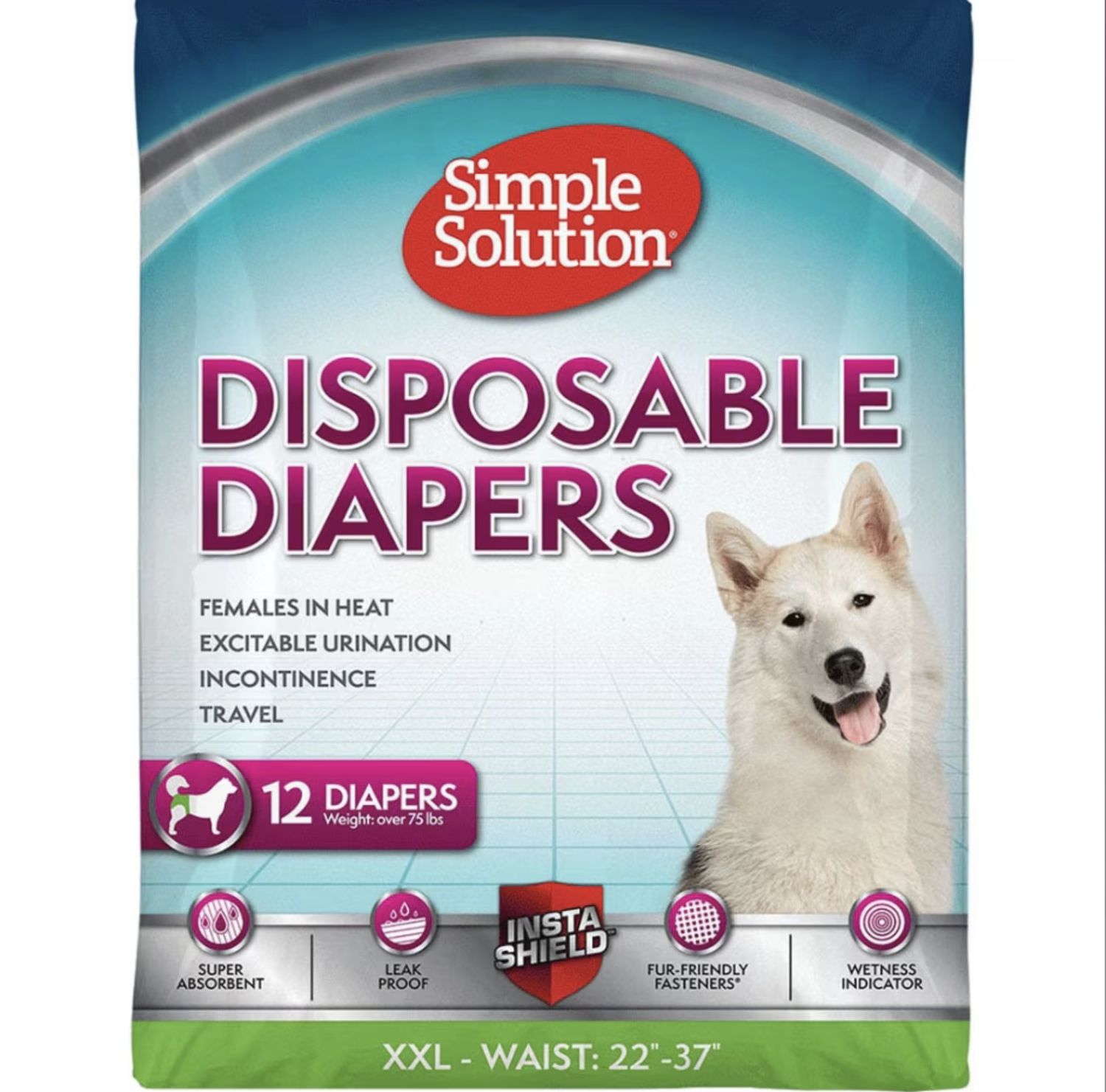 Simple Solution Disposable Dog Diapers for Female Dogs 12 Pack, Size: Extra Extra Large