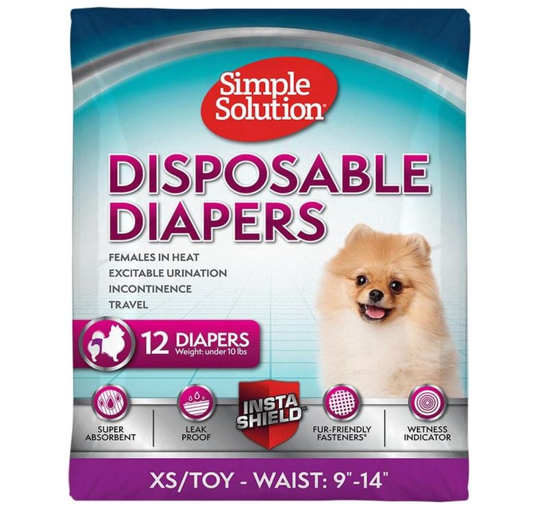 Simple Solution Disposable Dog Diapers for Female Dogs 12 Pack