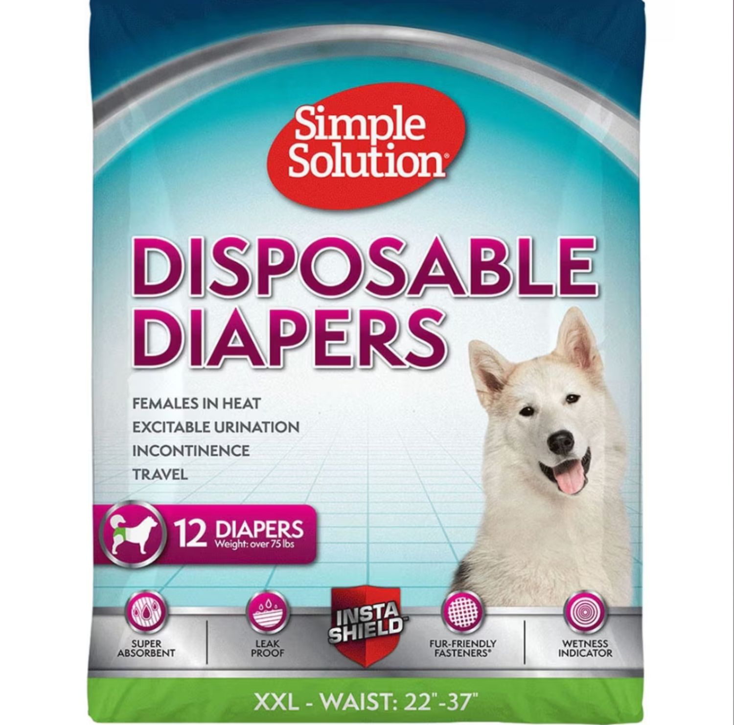 Simple Solution Disposable Dog Diapers for Female Dogs 12 Pack, Size: Extra Extra Large