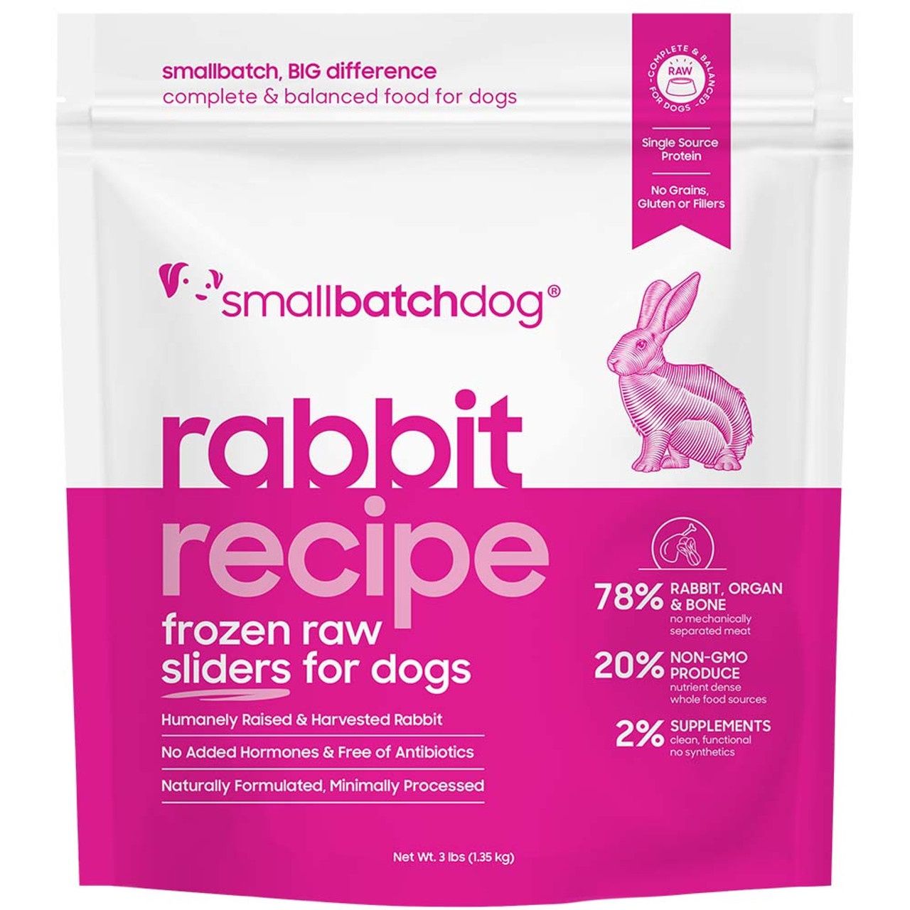 Small Batch Dog Frozen Rabbit, Size: 3lb Sliders