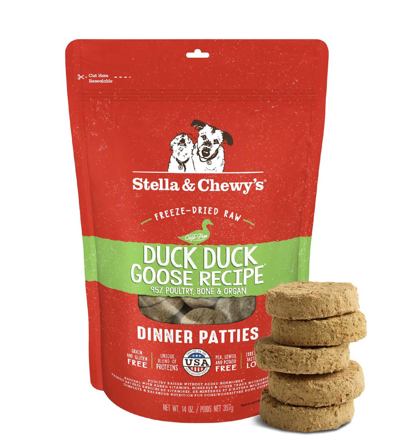 Stella &amp; Chewy's Dog Freeze-Dried Patties Duck, Size: 14oz