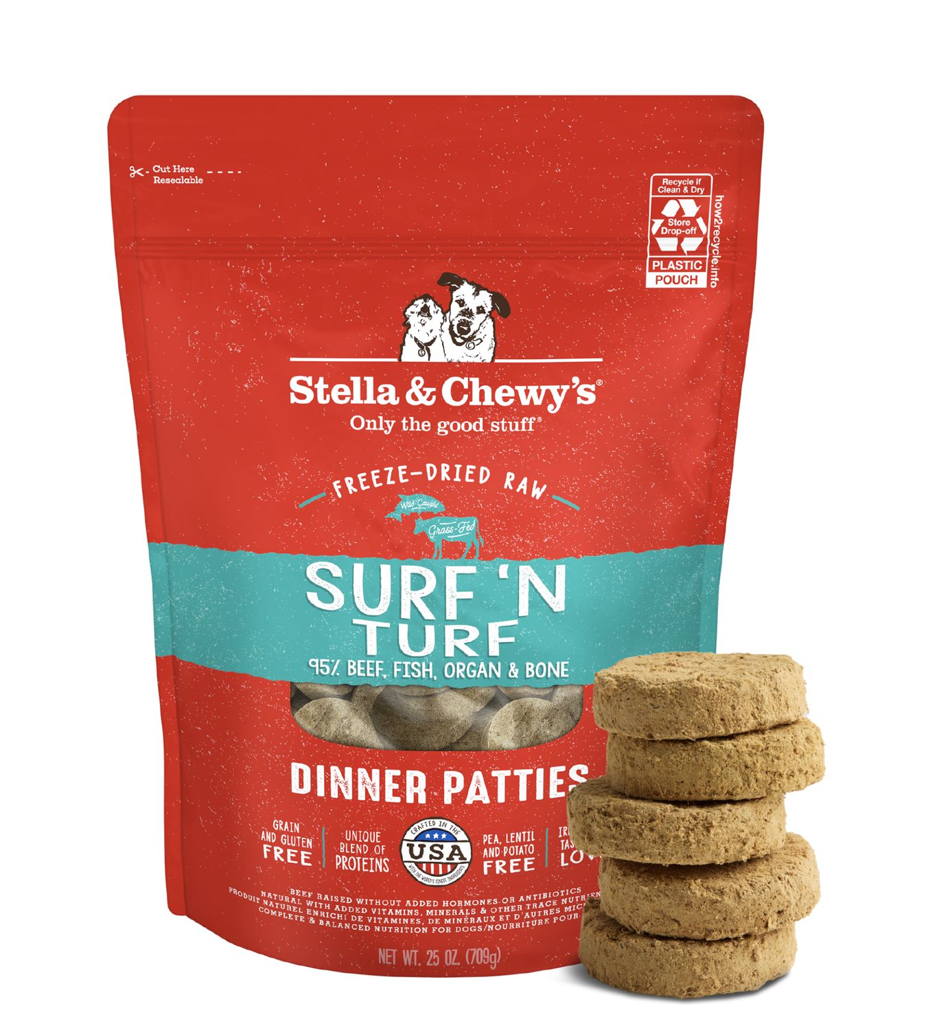 Stella &amp; Chewy's Dog Freeze-Dried Patties Surf &amp; Turf 14oz