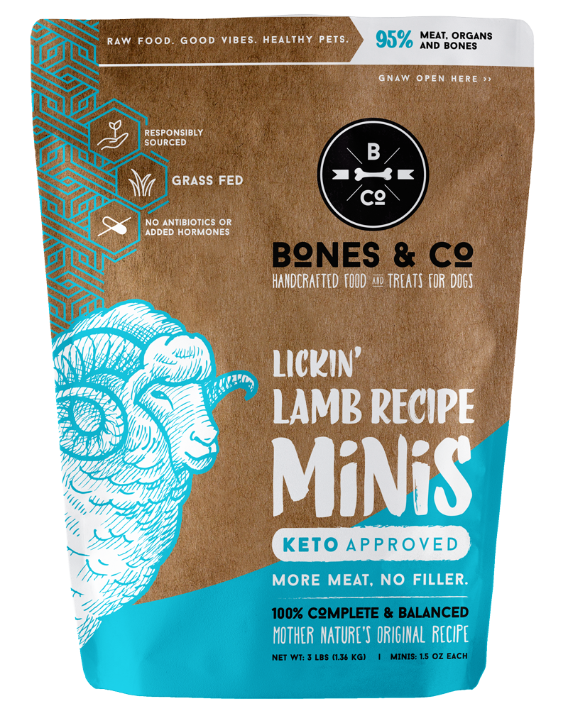 Bones &amp; Co Dog Frozen Grain Free Lamb, Size: 3lb mini