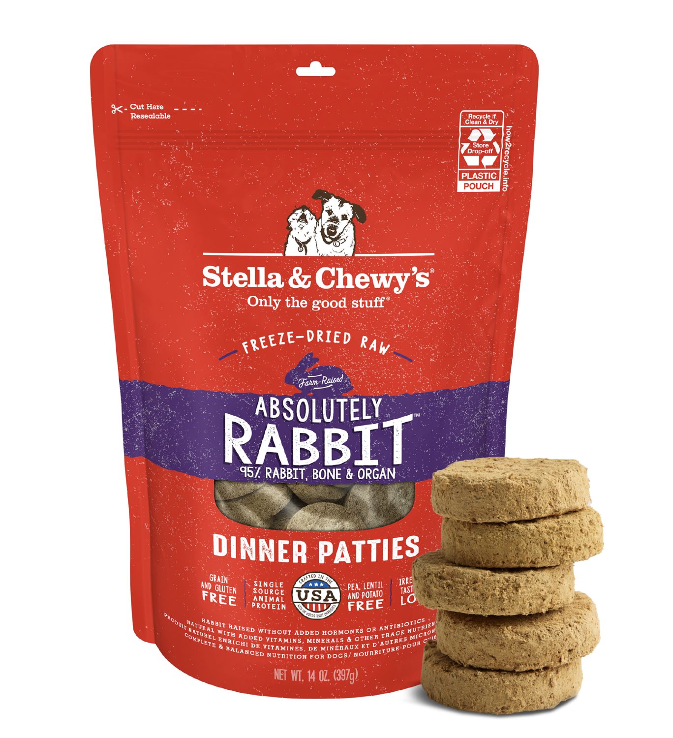 Stella &amp; Chewy's Dog Freeze-Dried Patties Rabbit, Size: 5.5oz