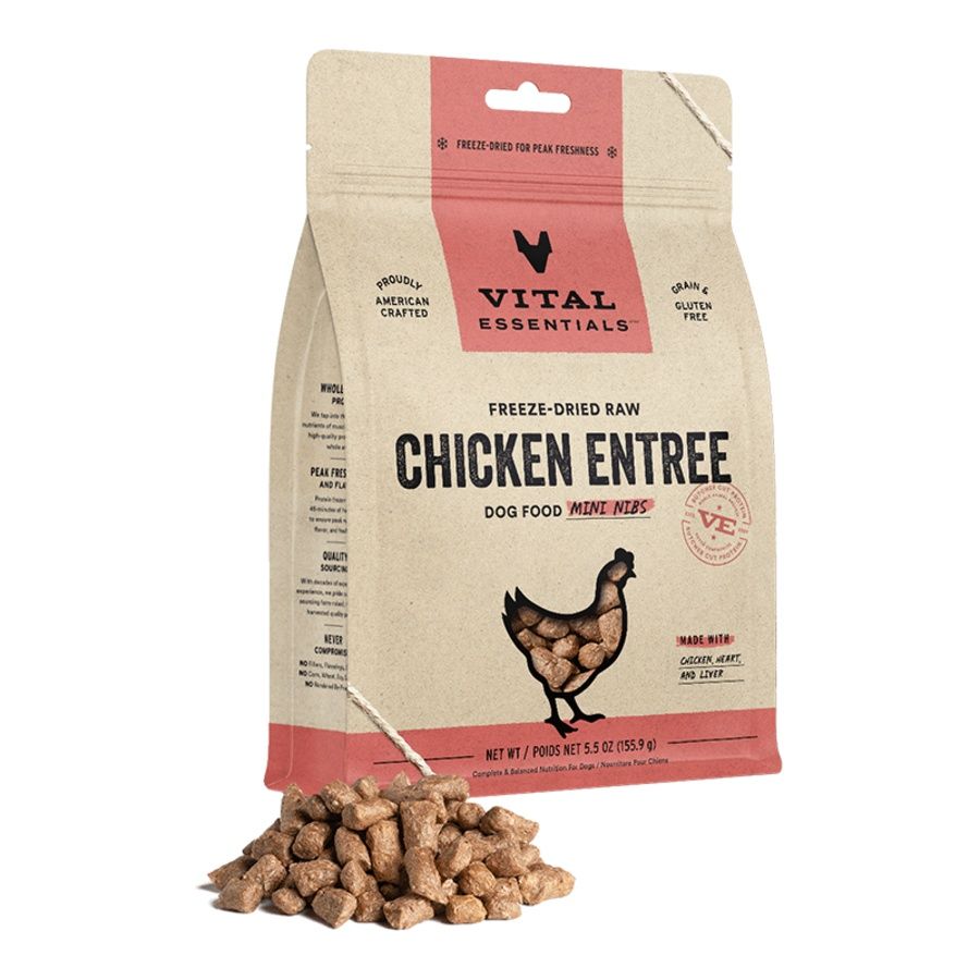 Vital Essentials Dog Freeze Dried Mini Nibs Chicken, Size: 5.5oz