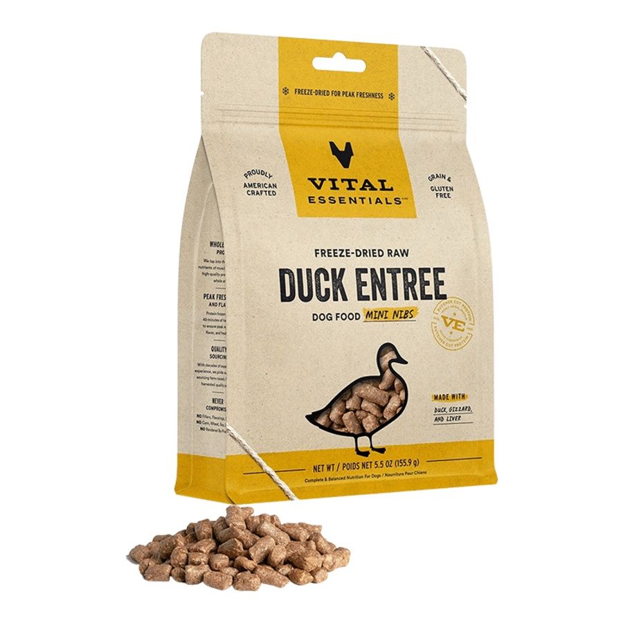 Vital Essentials Dog Freeze Dried Mini Nibs Duck, Size: 5.5oz