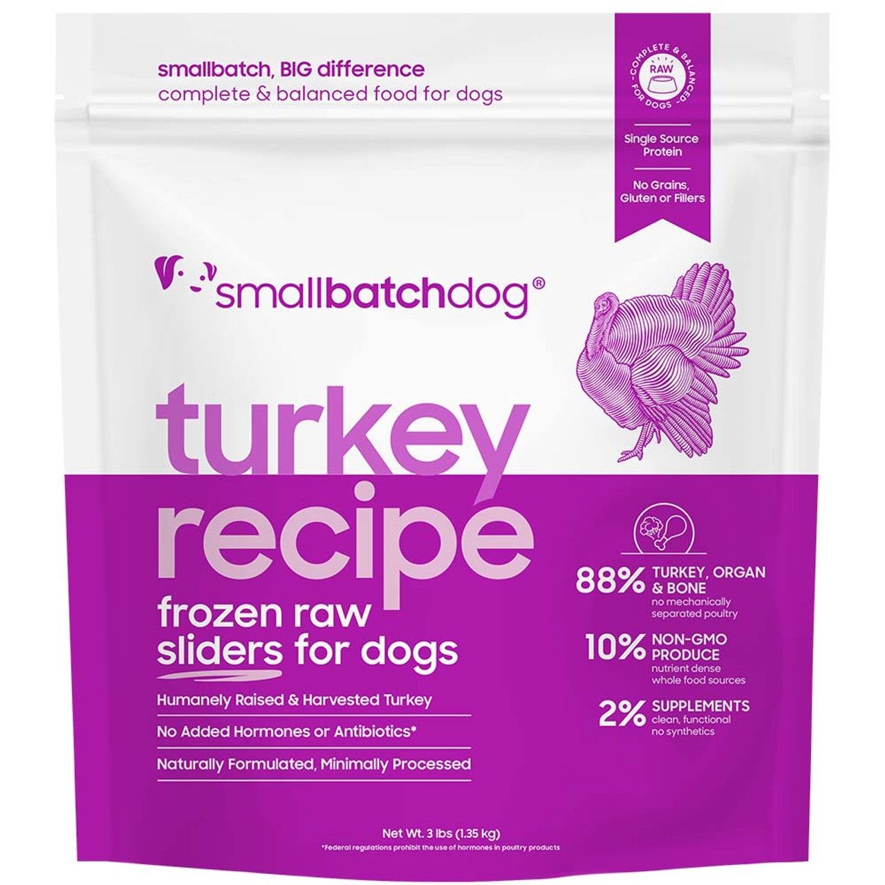 Small Batch Dog Frozen Turkey, Size: 3lb Sliders