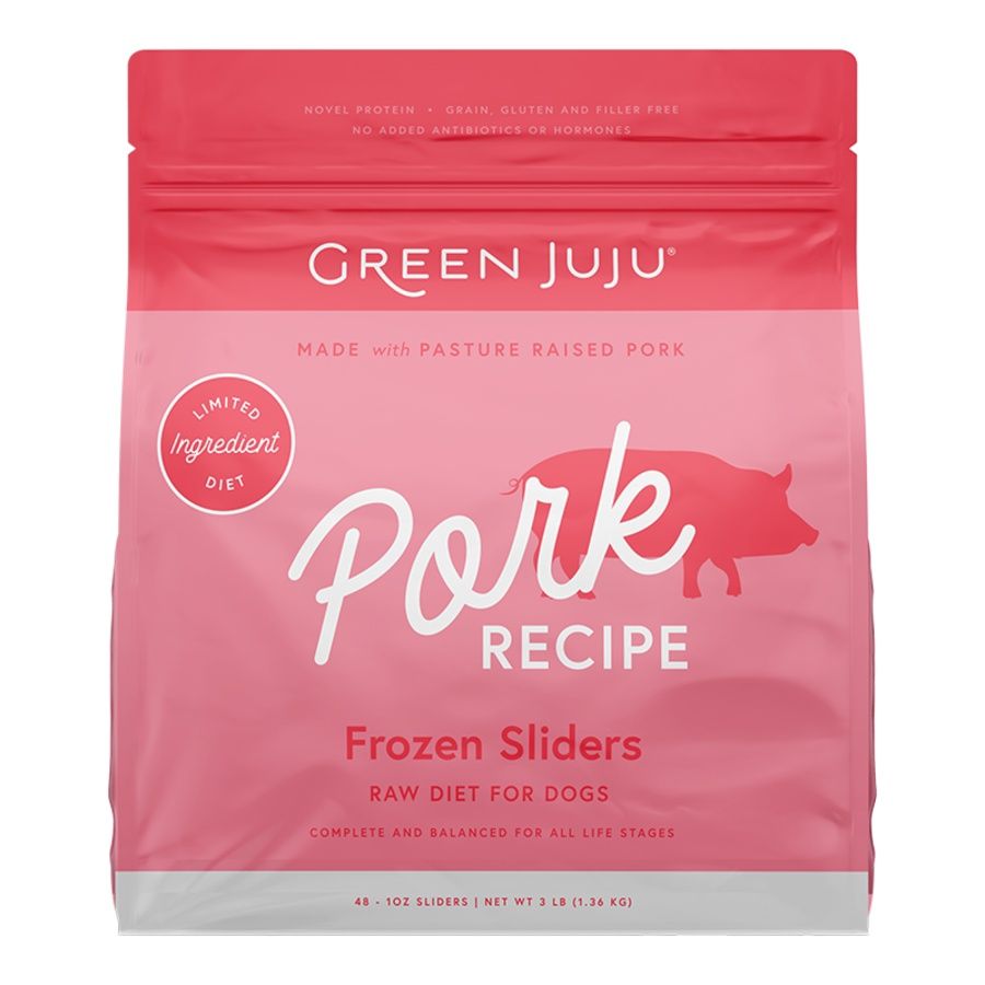 Green Juju Dog Frozen Pork, Size: 3lb Sliders