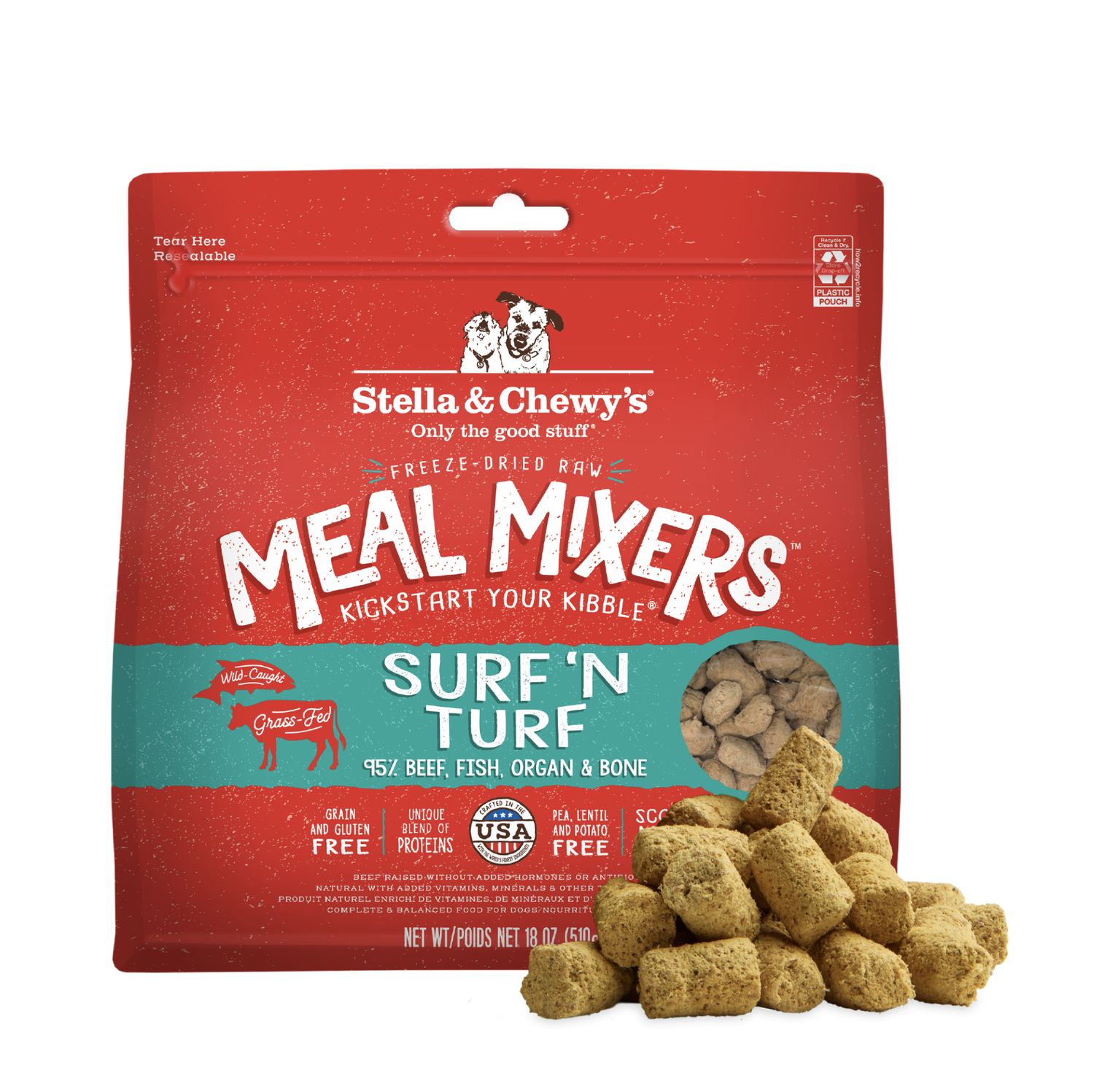Stella &amp; Chewy's Dog Freeze-Dried Meal Mixers Surf &amp; Turf, Size: 3.5oz