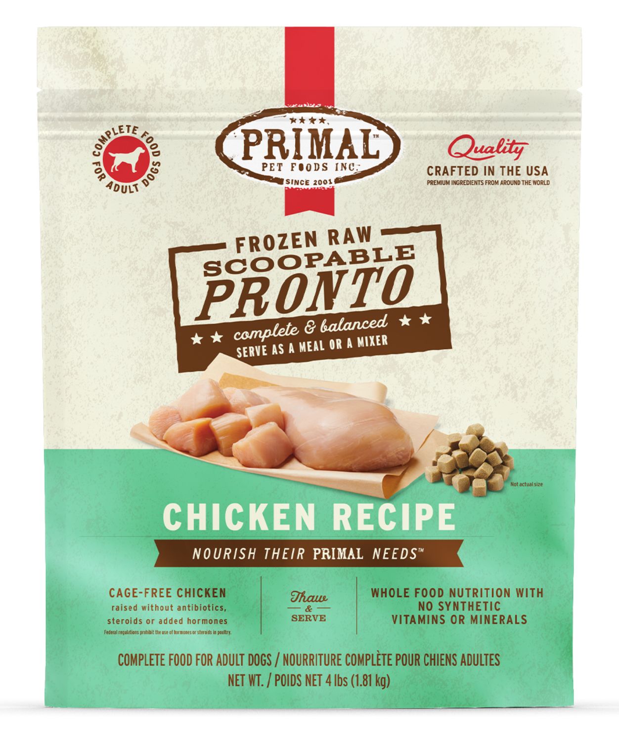 Primal Dog Frozen Pronto Raw Chicken 4lb