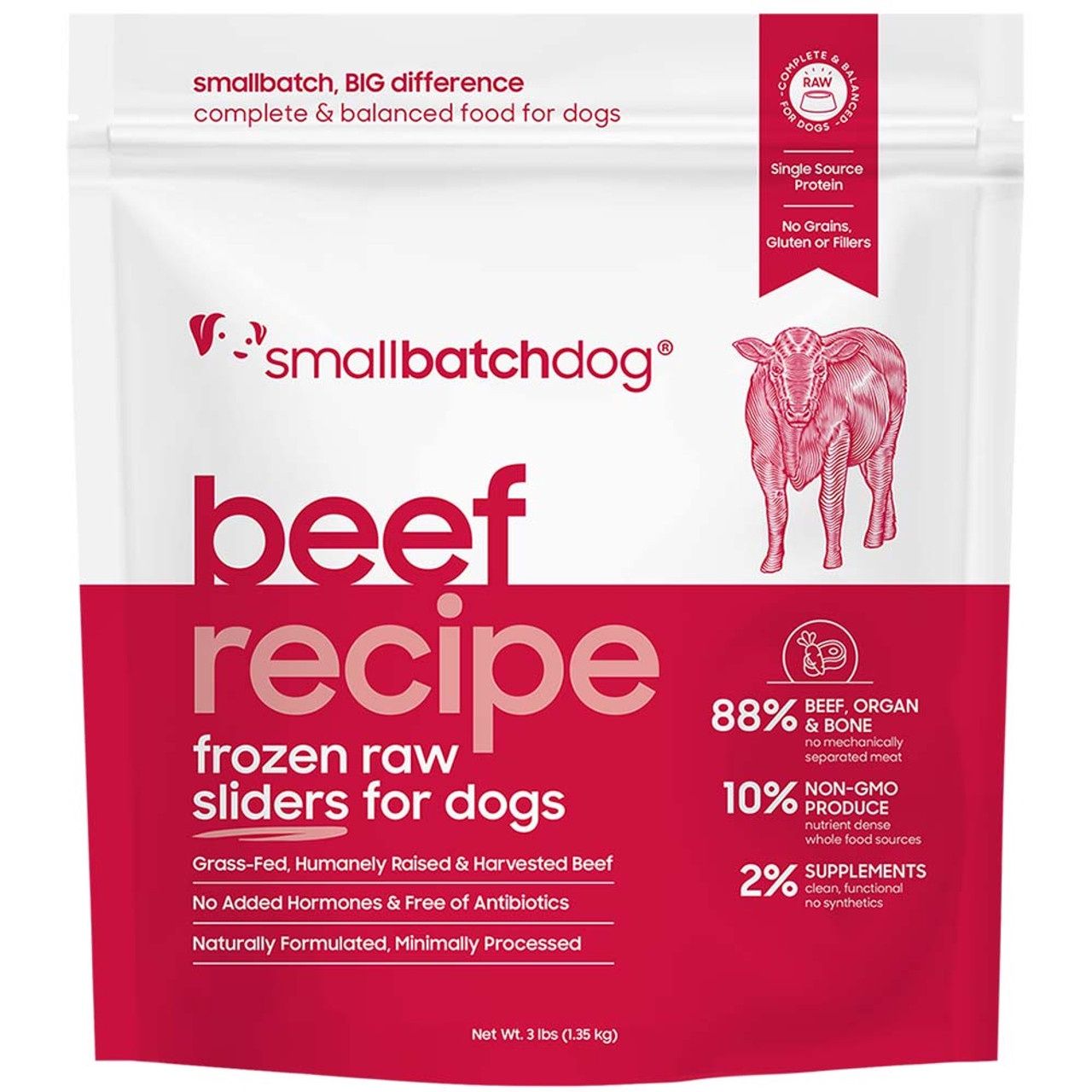 Small Batch Dog Frozen Beef, Size: 3lb Sliders