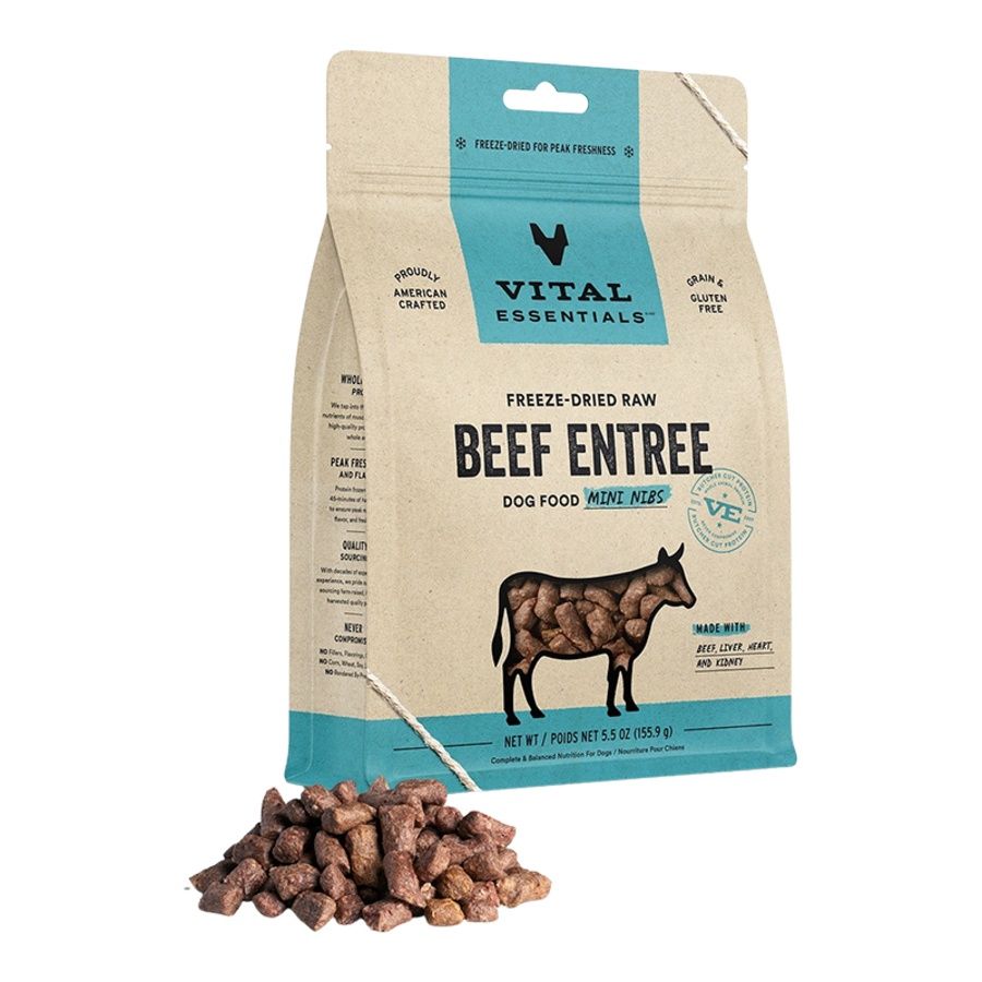 Vital Essentials Dog Freeze Dried Mini Nibs Beef, Size: 5.5oz