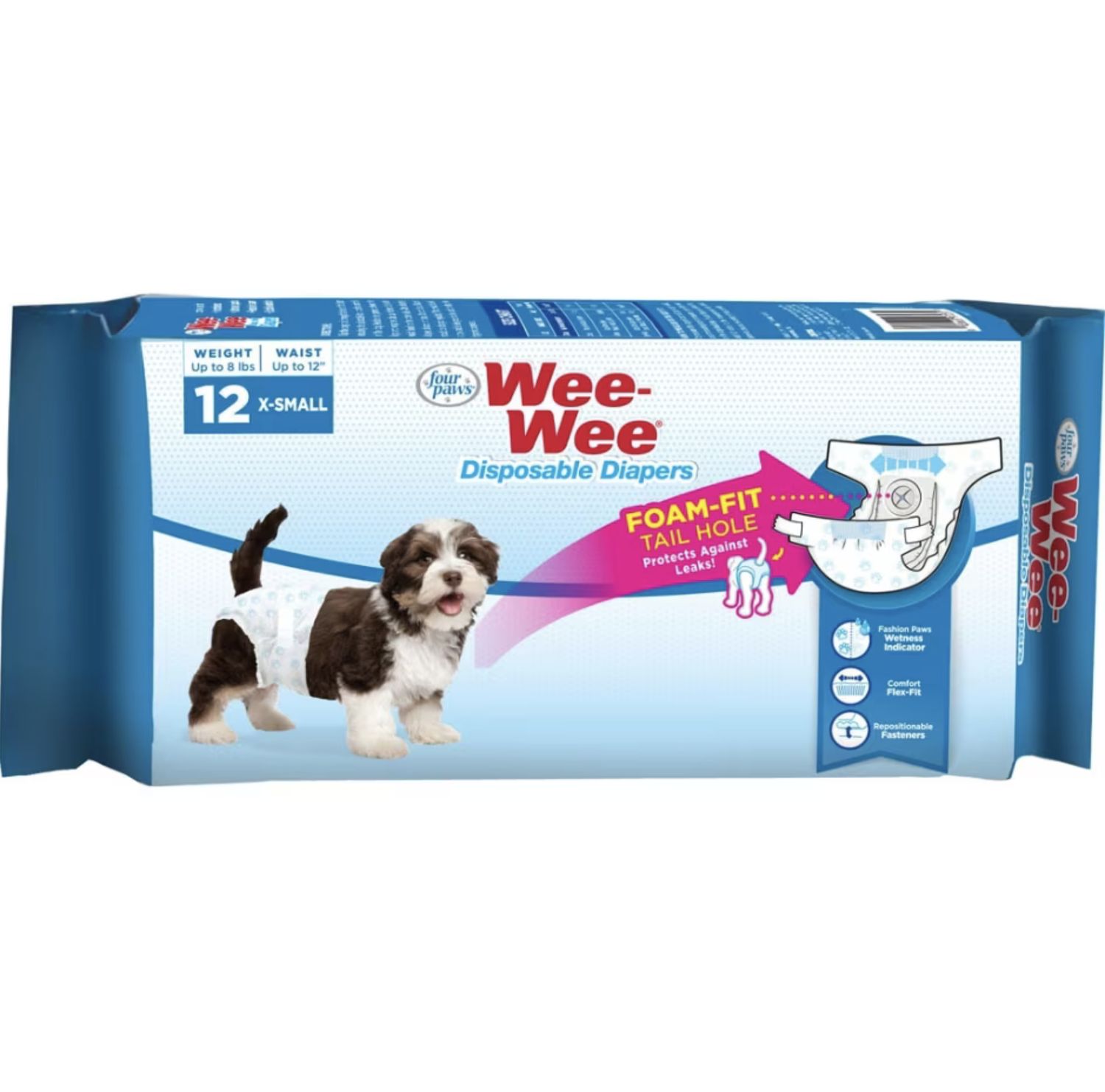 Four Paws Wee-Wee 12 Disposable Diapers, Size: Extra Small