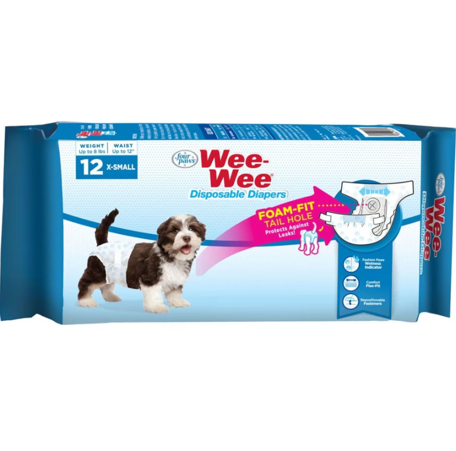 Four Paws Wee-Wee 12 Disposable Diapers, Size: Extra Small