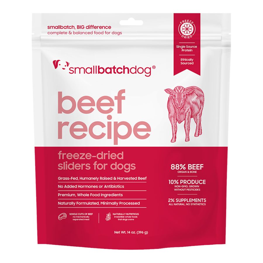 Small Batch Dog Freeze-Dried Sliders Beef, Size: 14oz