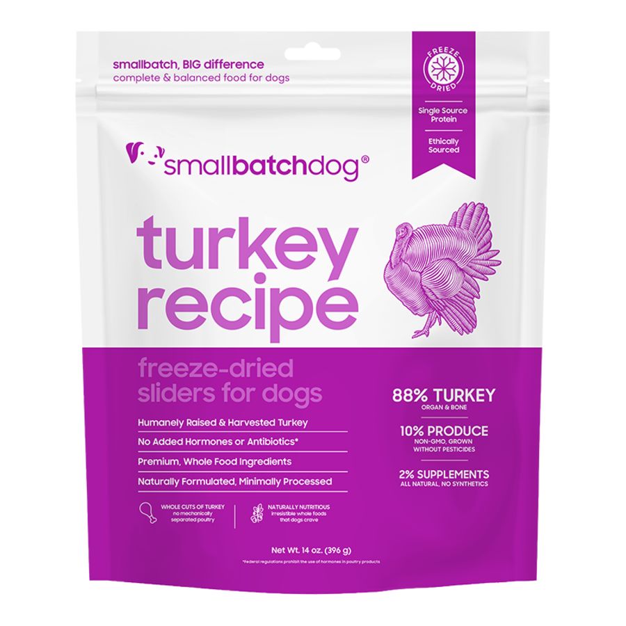 Small Batch Dog Freeze-Dried Turkey Sliders, Size: 14oz