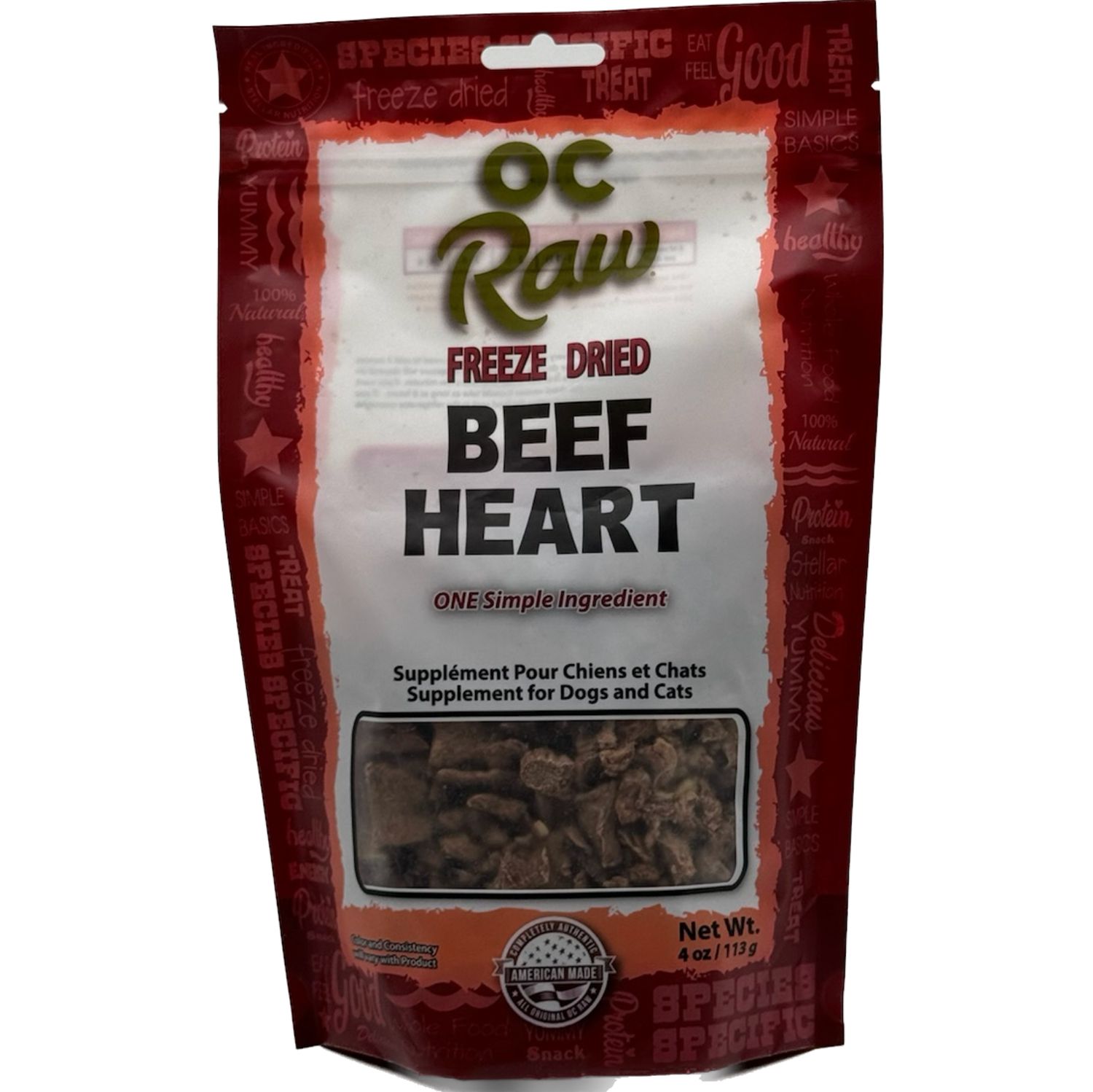 OC Raw Freeze-Dried Treats Beef Hearts 4oz