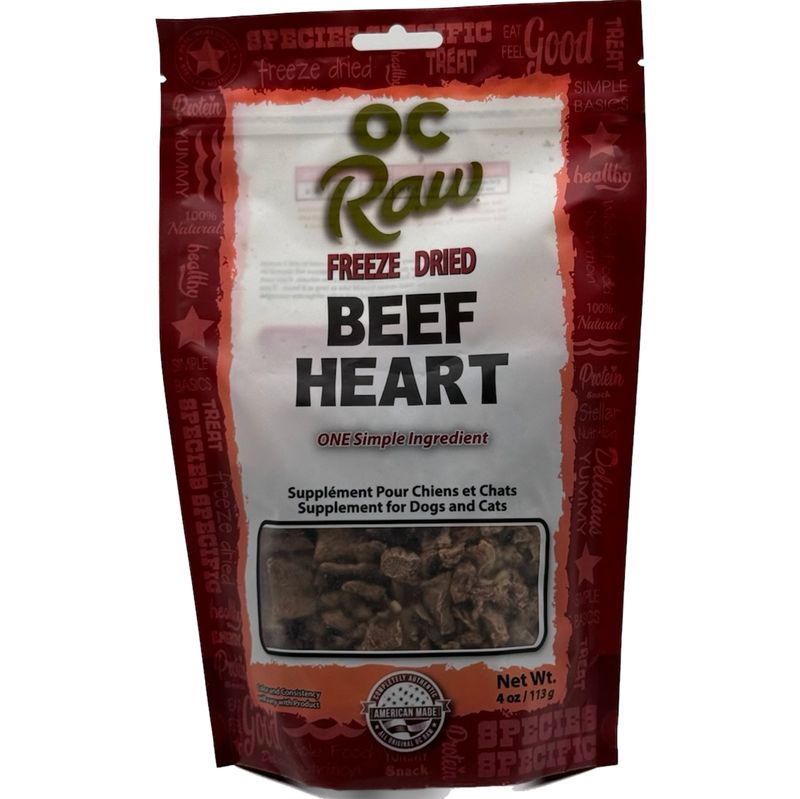 OC Raw Freeze-Dried Treats Beef Hearts 4oz