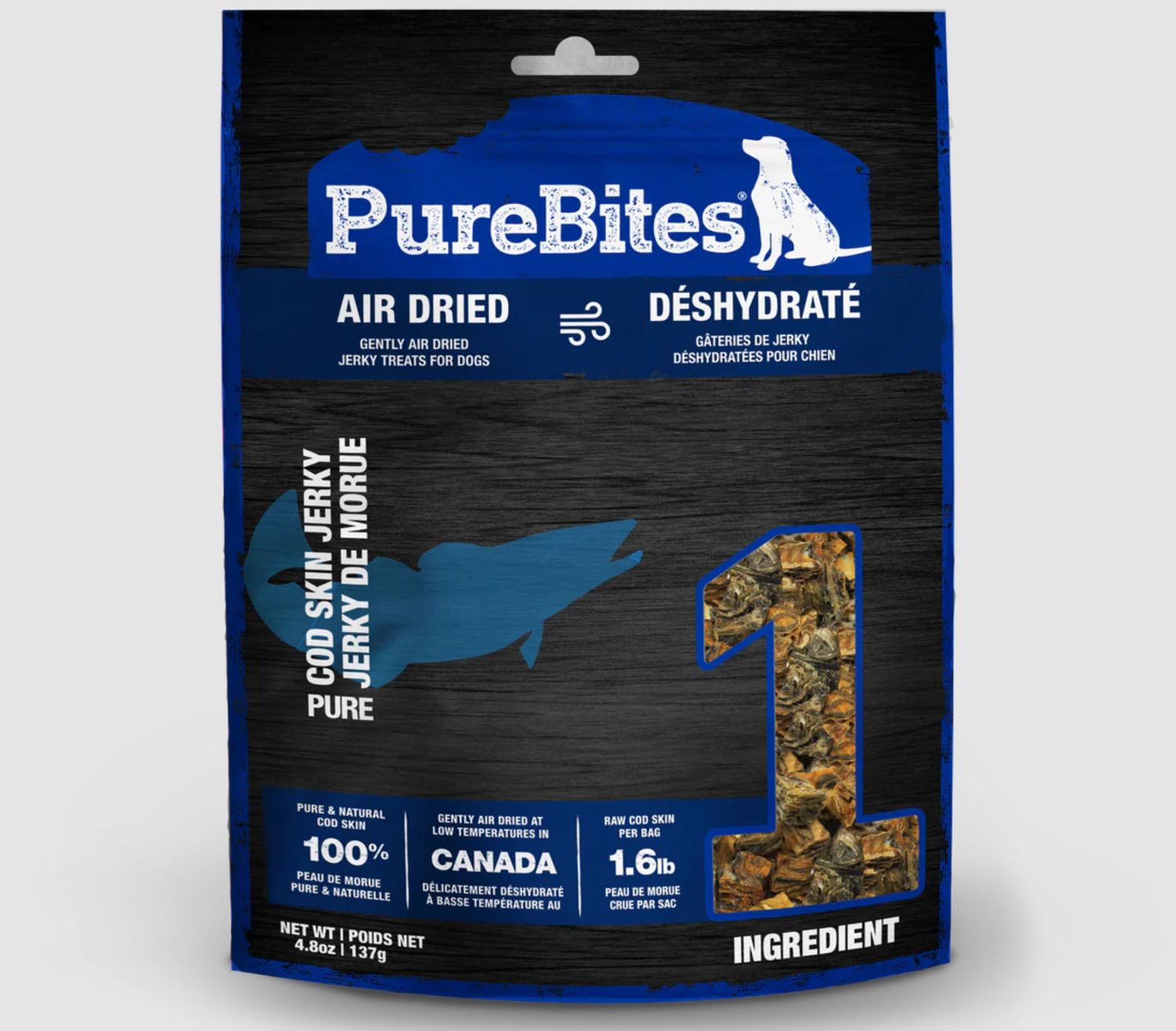 PureBites Dog Jerky Cod Skin 4.8oz