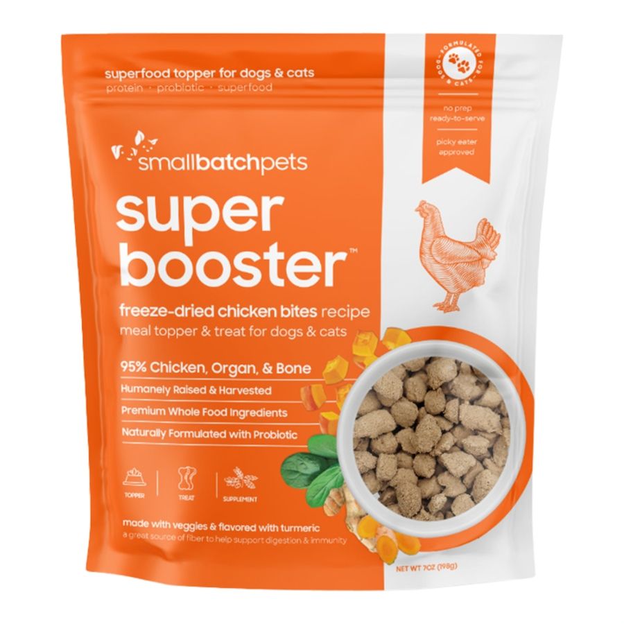Small Batch Dog &amp; Cat Freeze-Dried Super Booster Chicken Bites, Size: 7oz