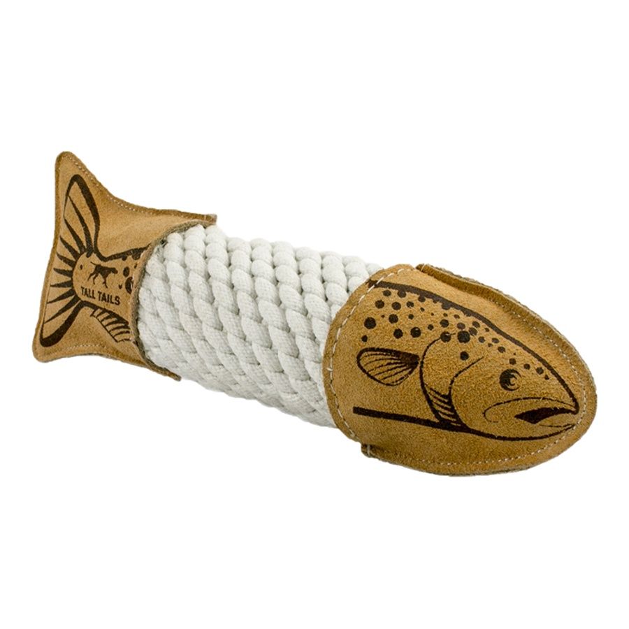 Tall Tails Dog Natural Leather &amp; Rope Crunch Trout 15''