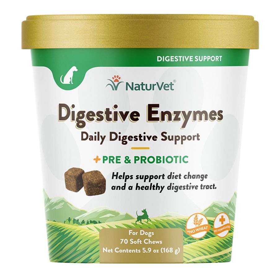 NaturVet Dog Digestive Enzyme Chew, Size: 70 Count