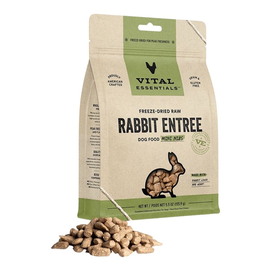 Vital Essentials Dog Freeze Dried Mini Nibs Rabbit, Size: 5.5oz