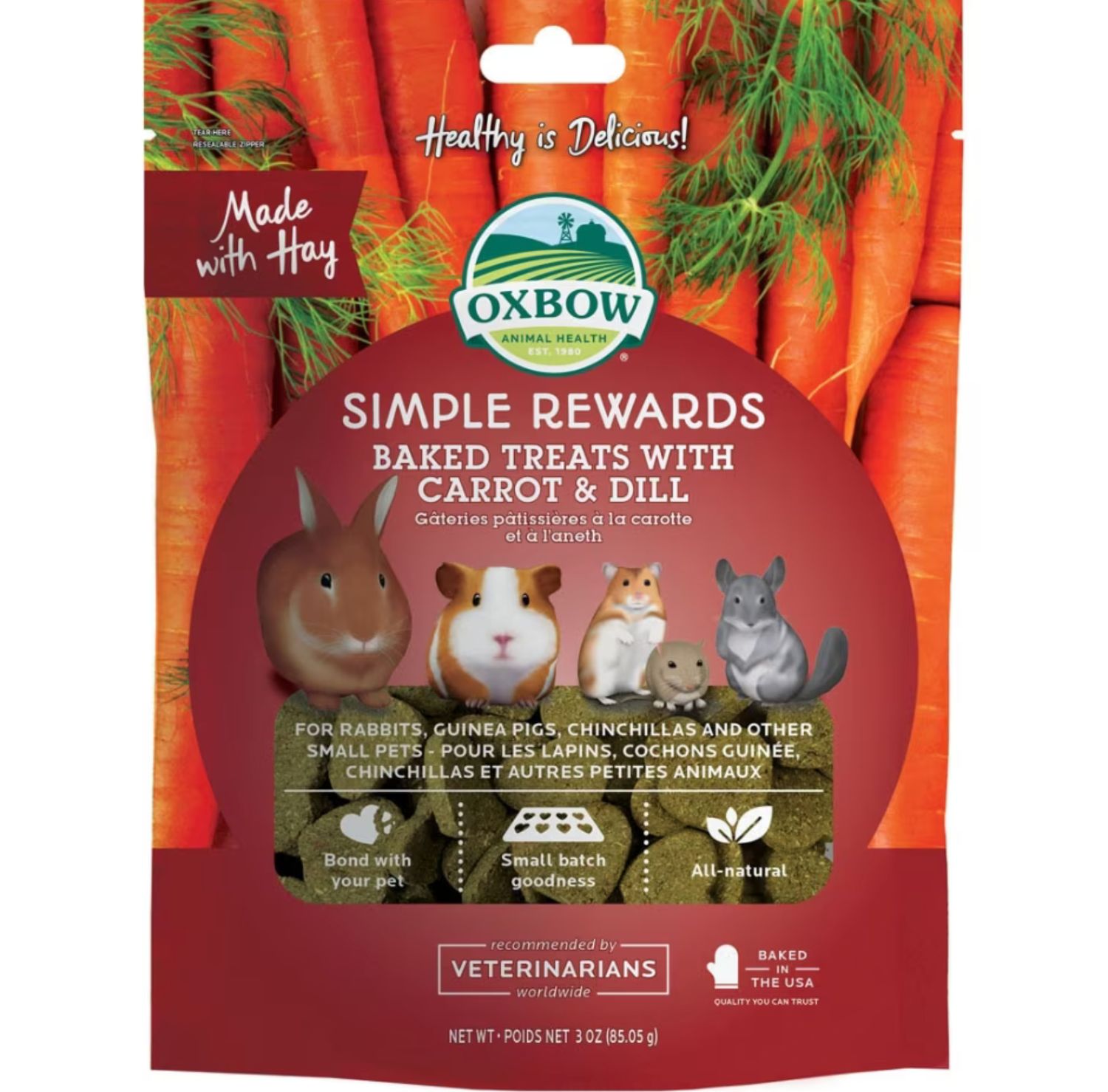 Oxbow Simple Rewards Baked Treats Carrot &amp; Dill