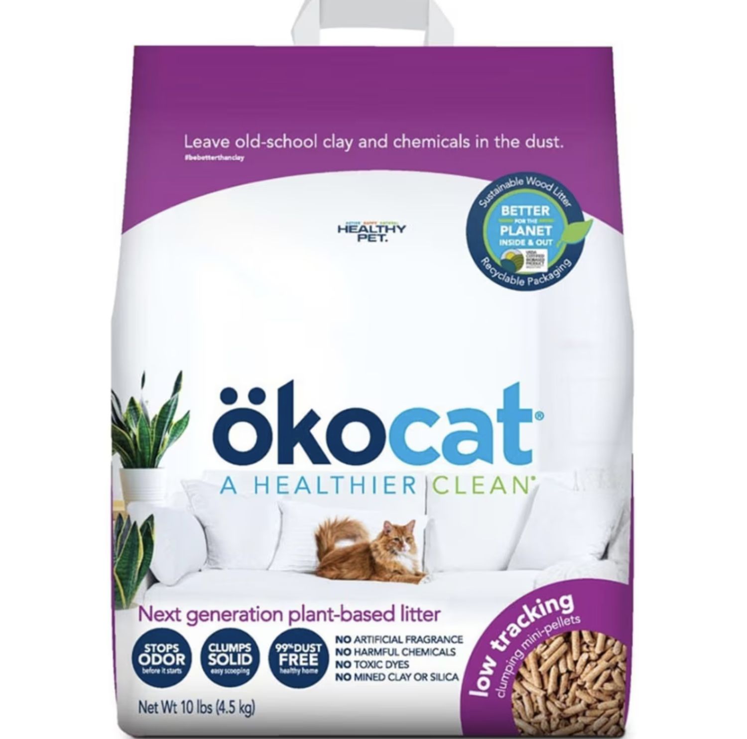Okocat Low Tracking Clumping Wood Cat Litter, Size: 10lb