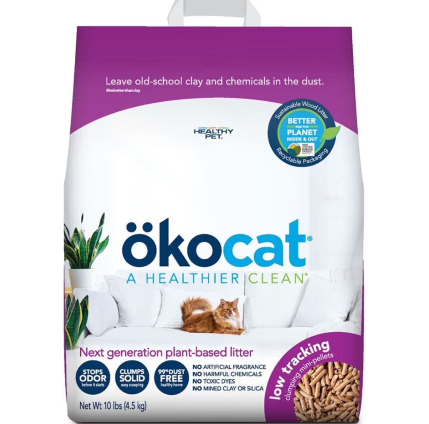 Okocat Low Tracking Clumping Wood Cat Litter, Size: 10lb