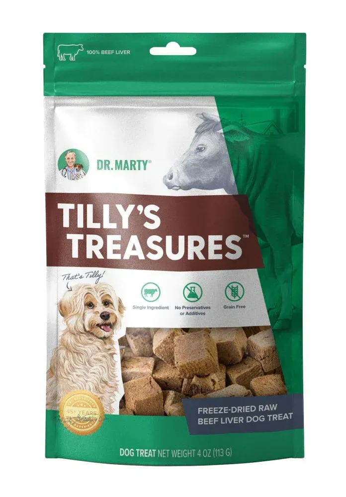 Dr. Marty Dog Treat Tilly's Treasures Beef Liver, Size: 4oz