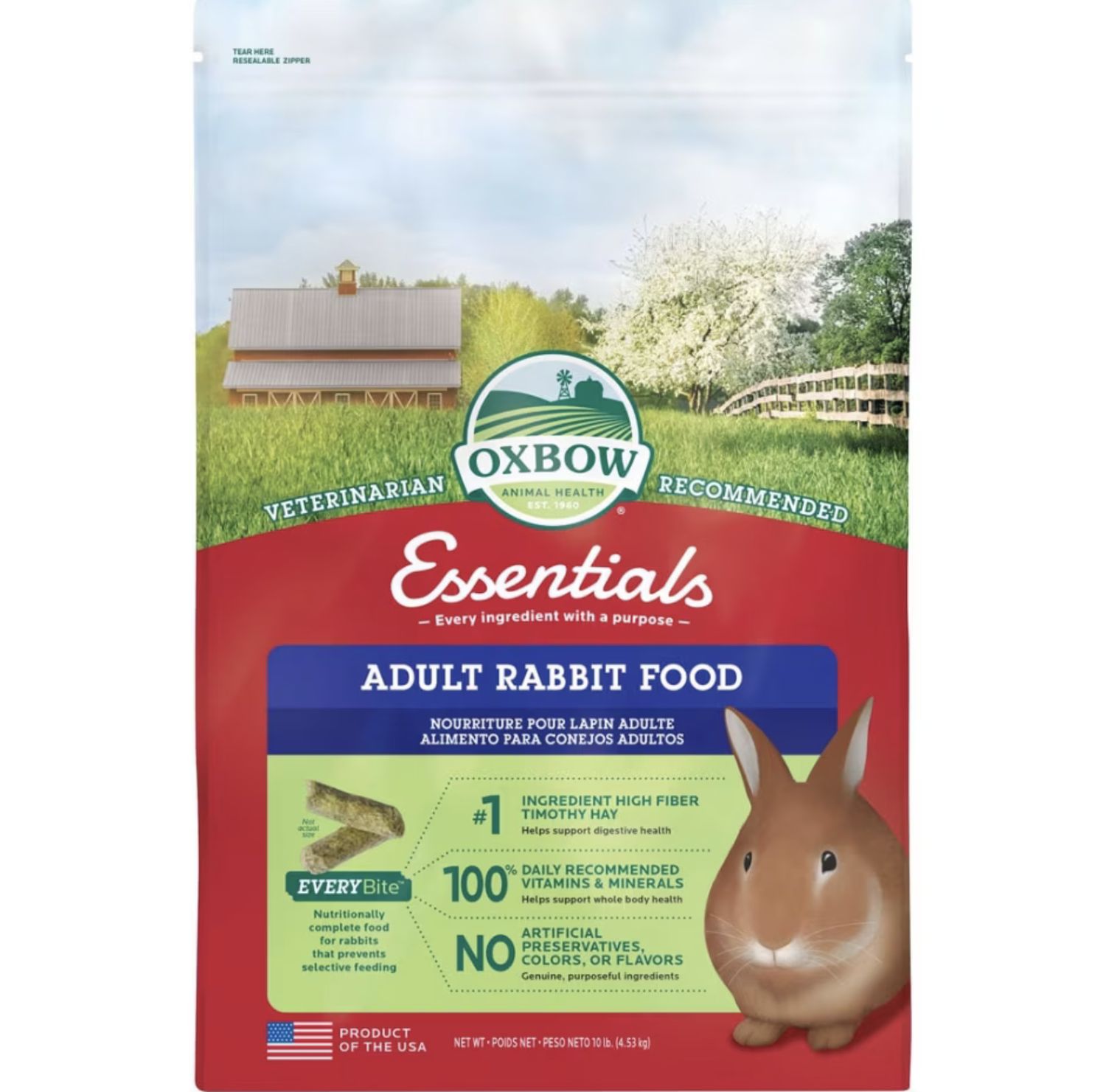 Oxbow Essentials Adult Rabbit Food, Size: 5lb