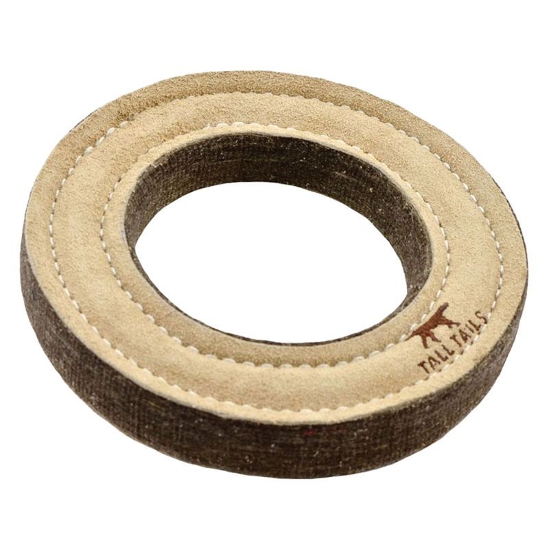 Tall Tails Dog Natural Leather &amp; Wool Toy Ring 7''