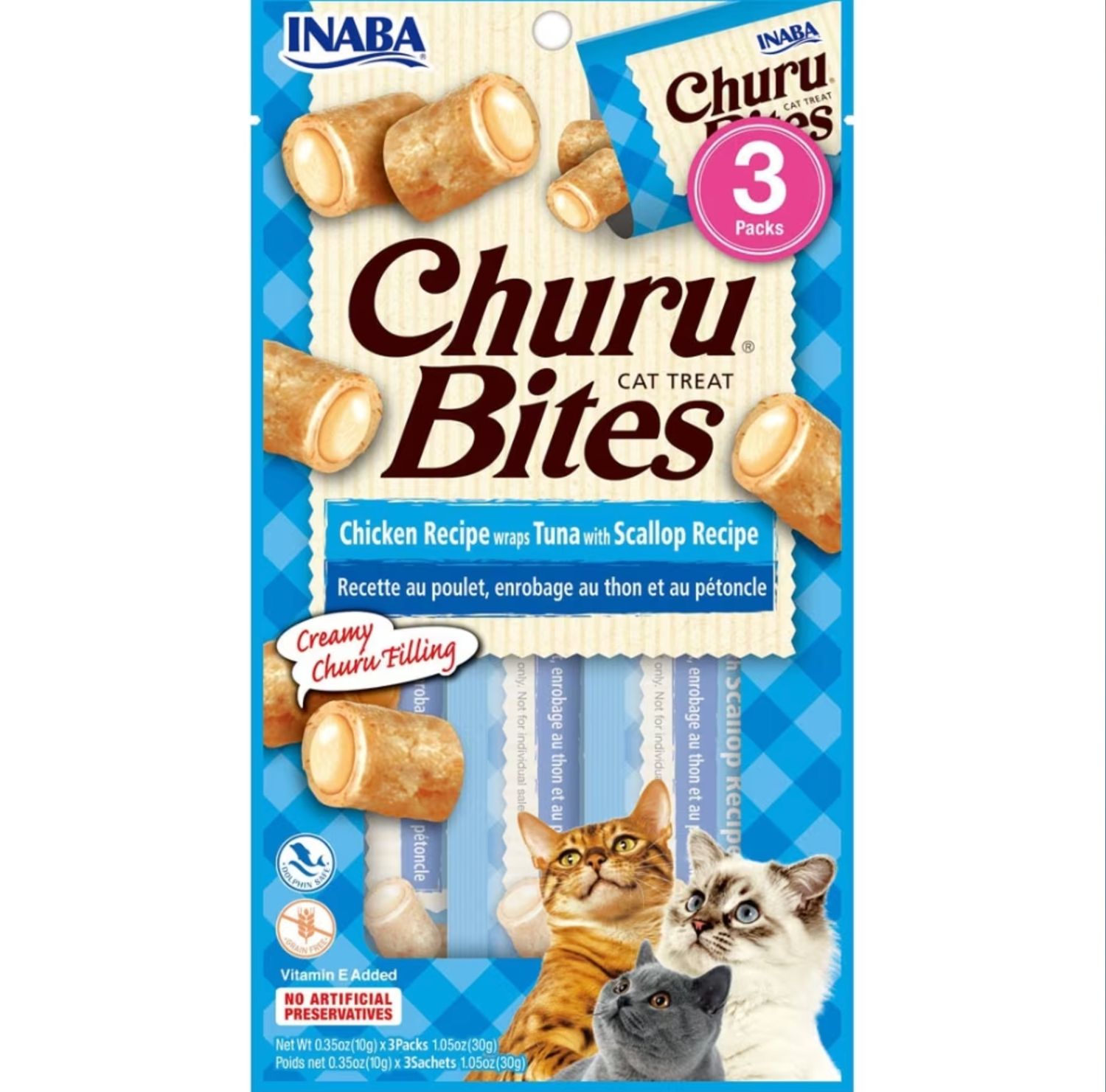 Inaba Churu Bites Chicken, Tuna &amp; Scallop 0.35oz 3pk