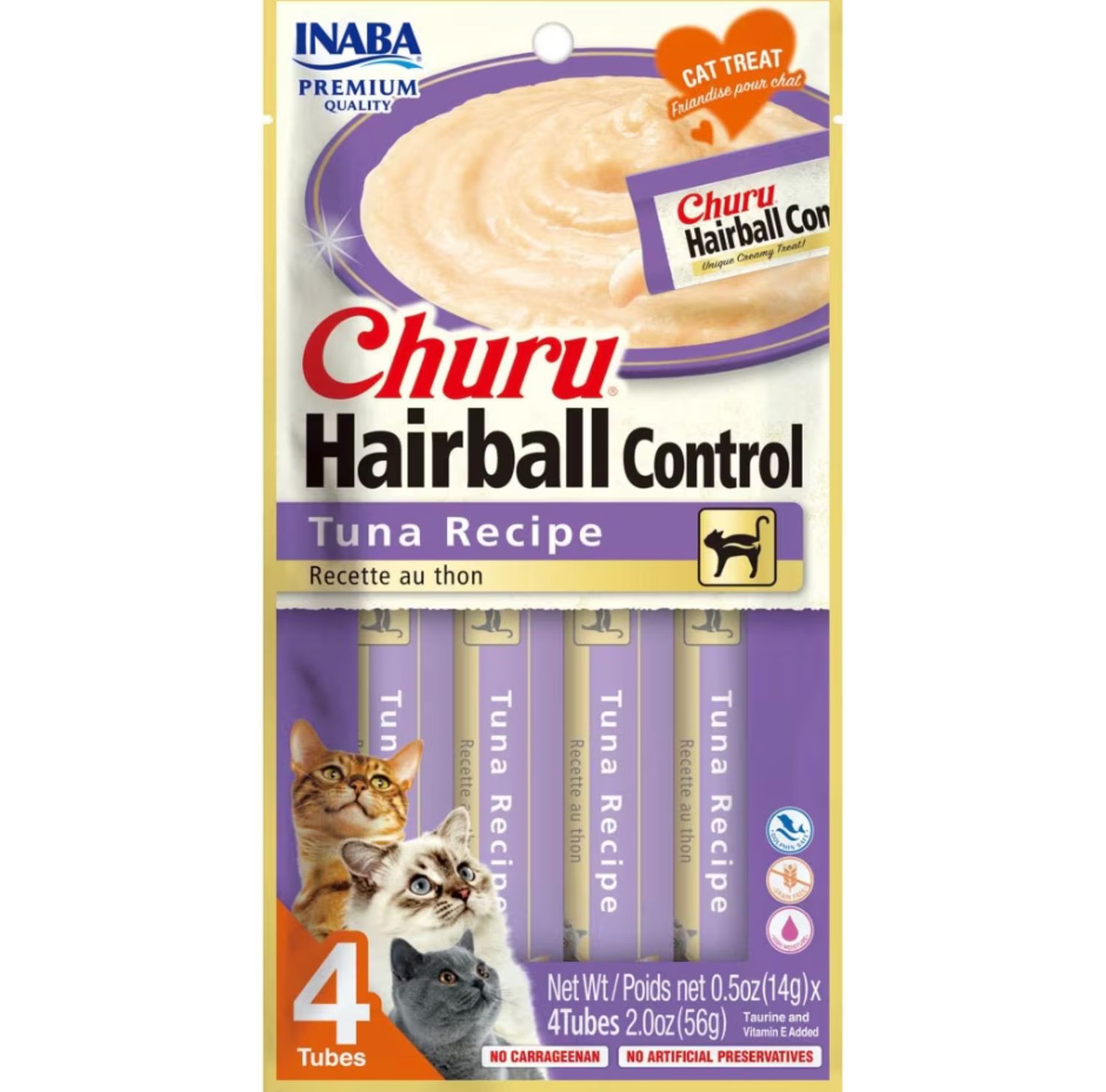 Inaba Churu Cat Hairball Control Tuna 2oz 4pk