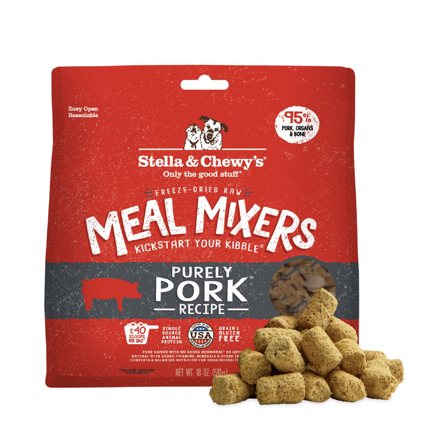 Stella &amp; Chewy's Dog Freeze-Dried Meal Mixers Pork, Size: 3.5oz