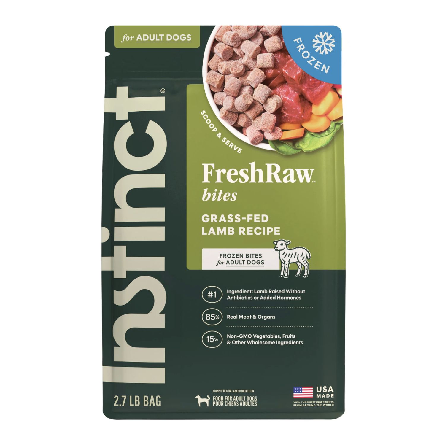 Instinct Dog Frozen FreshRaw Bites Grass-Fed Lamb 2.7lb