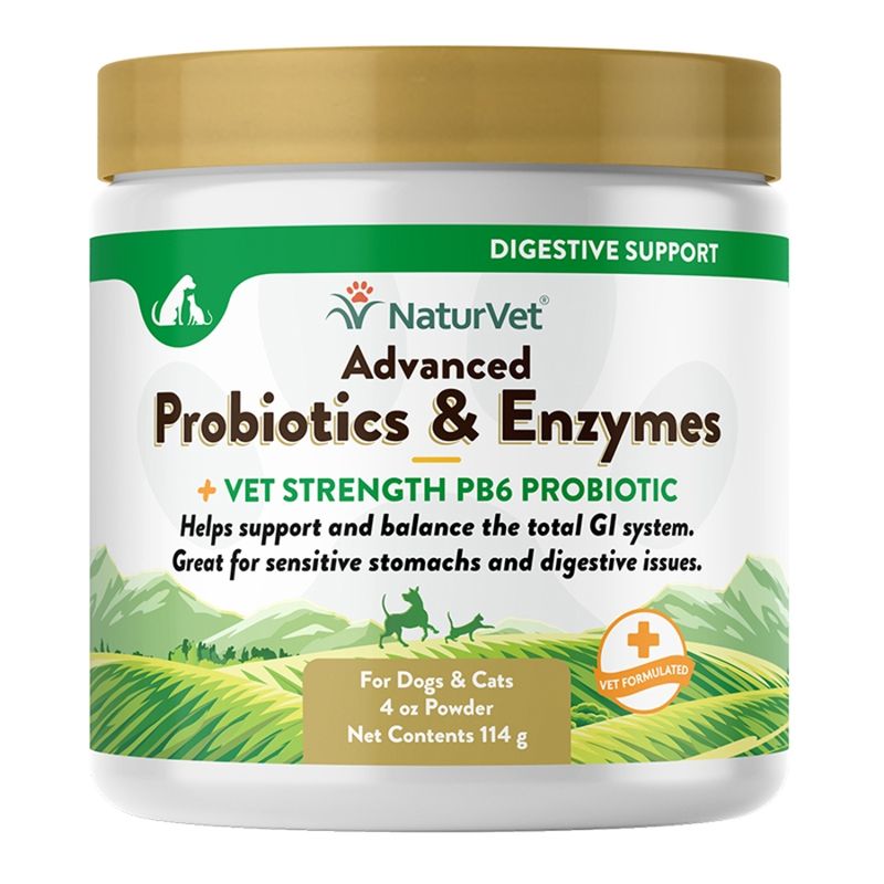 NaturVet Dog &amp; Cat Probiotics Advanced PB6 Enzymes Powder 4oz