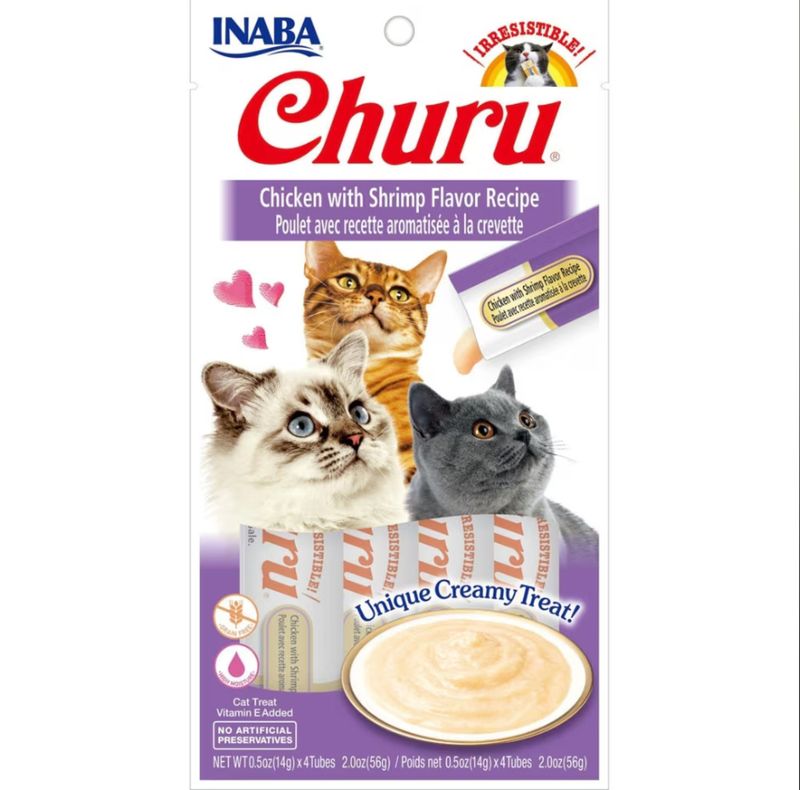 Inaba Churu Chicken &amp; Shripm 0.5oz 4pk