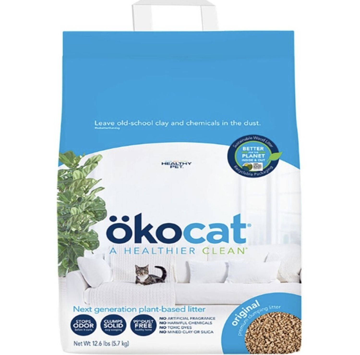 Okocat Original Clumping Wood Cat Litter, Size: 9lb