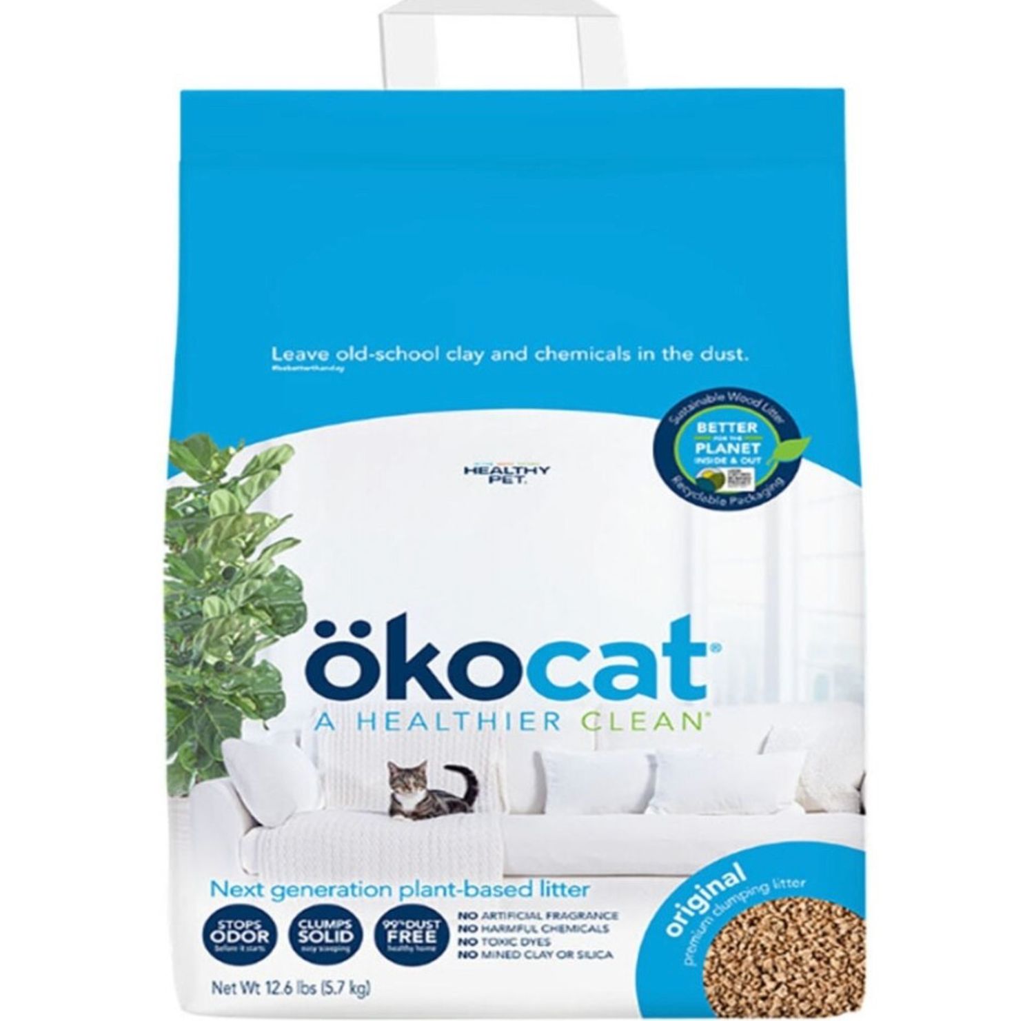 Okocat Original Clumping Wood Cat Litter, Size: 9lb