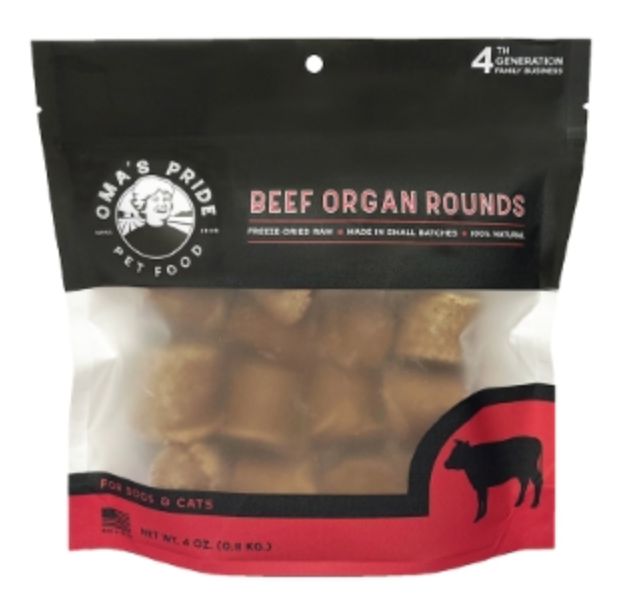 Oma's Pride Dog &amp; Cat Freeze Dried Beef Organ 4oz