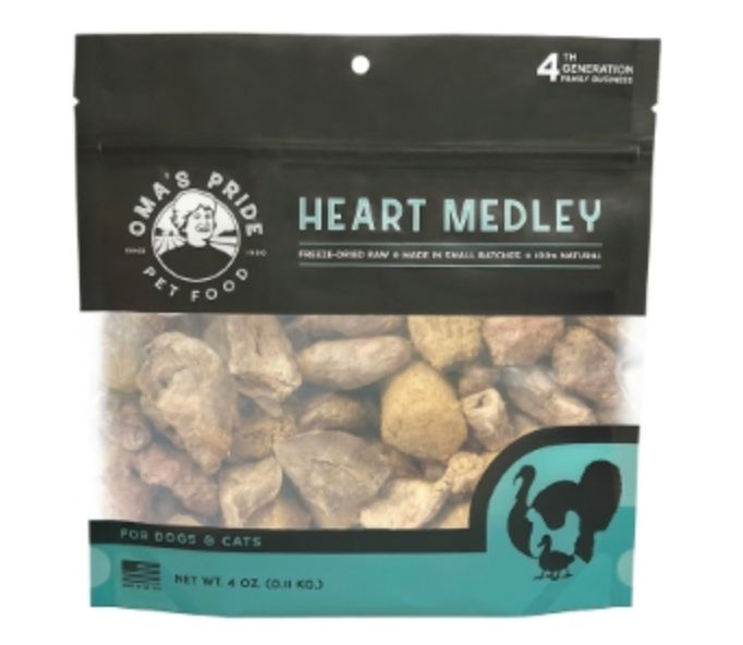 Oma's Pride Dog &amp; Cat Freeze Dried Heart Medley 4oz