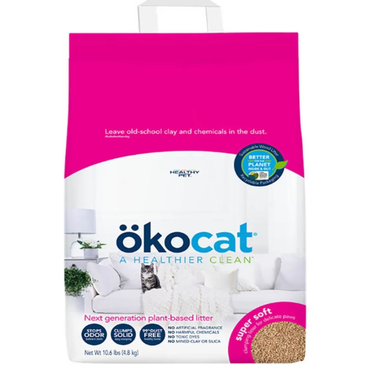 Okocat Super Soft Clumping Wood Cat Litter, Size: 8lb