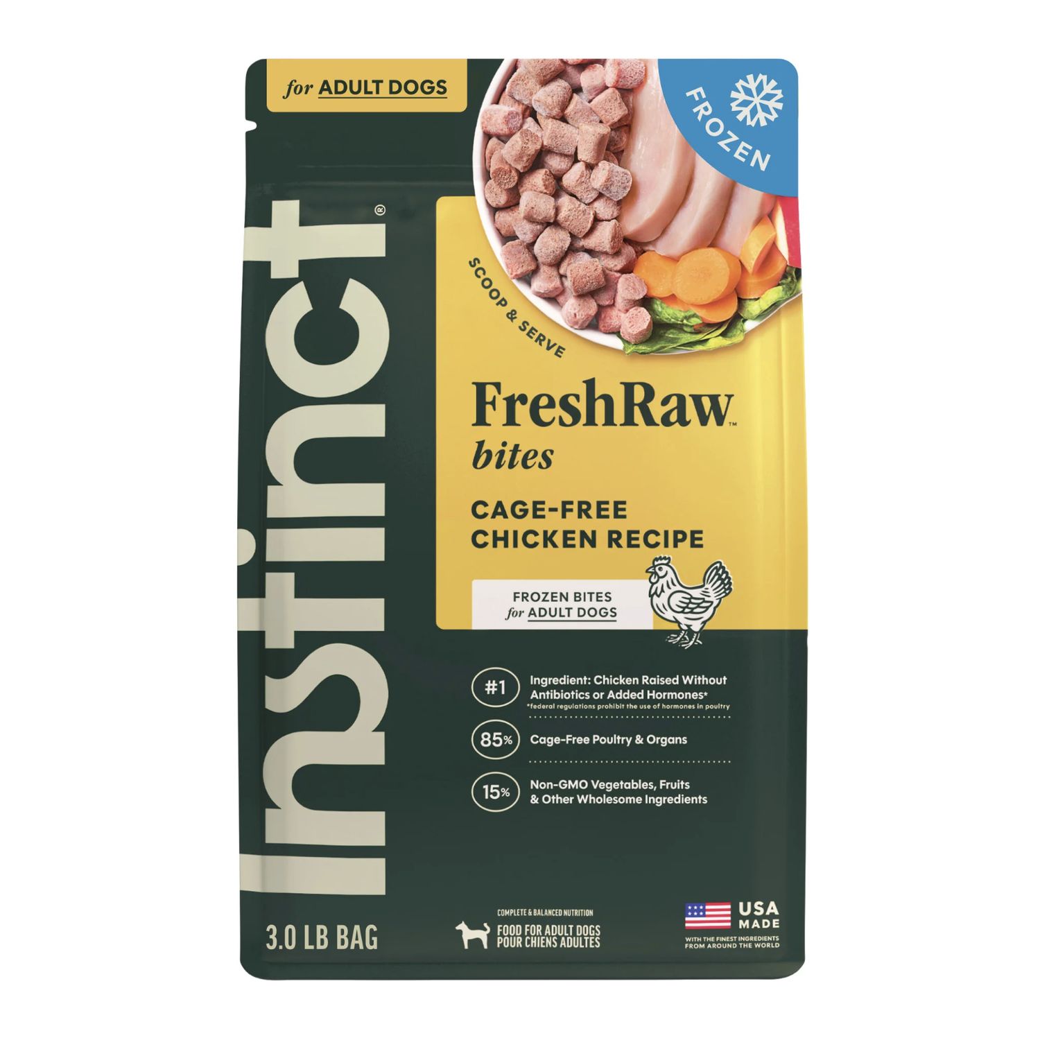Instinct Dog Frozen FreshRaw Bites Cage-Free Chicken 3lb